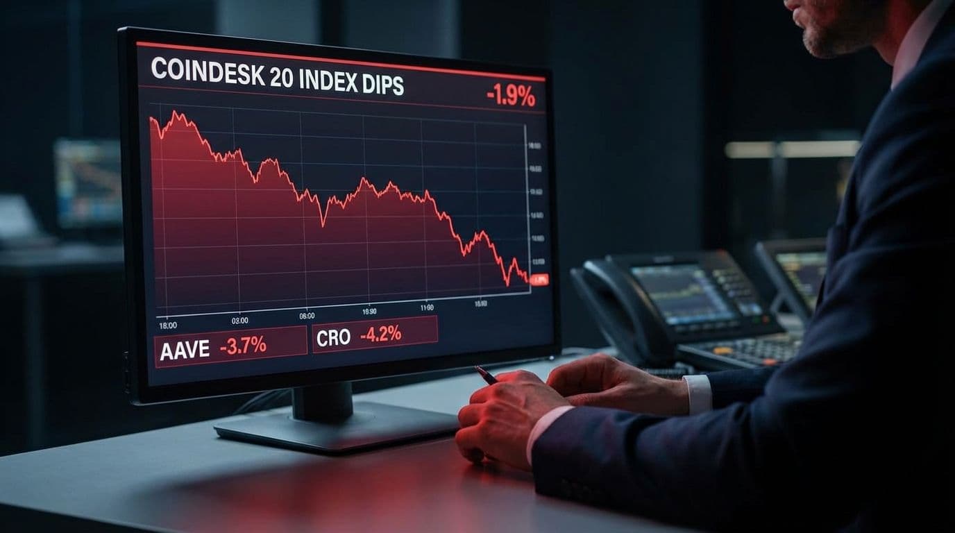 Crypto Market Struggles Continue as CoinDesk 20 Index Dips - AAVE, CRO trading analysis by Michael Steinbach and Biturai | biturai.com